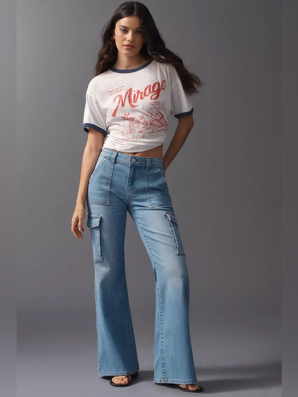 Anthropologie Pilcro Relaxed Mid-Rise Cargo Jeans